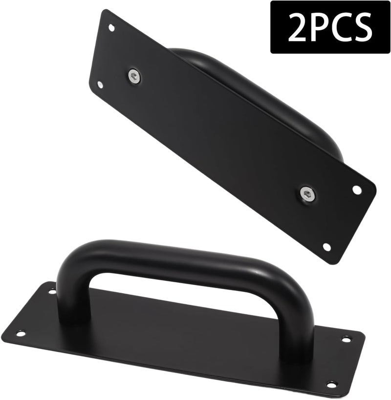 Mormchlots 2Pcs Small Black Stainless Steel Heavy Duty Barn Door Pulls, Pull Push Plate Handle, Pull and Push Plate Handle for Wooden or Composite Door(1 Pair) - Image 3